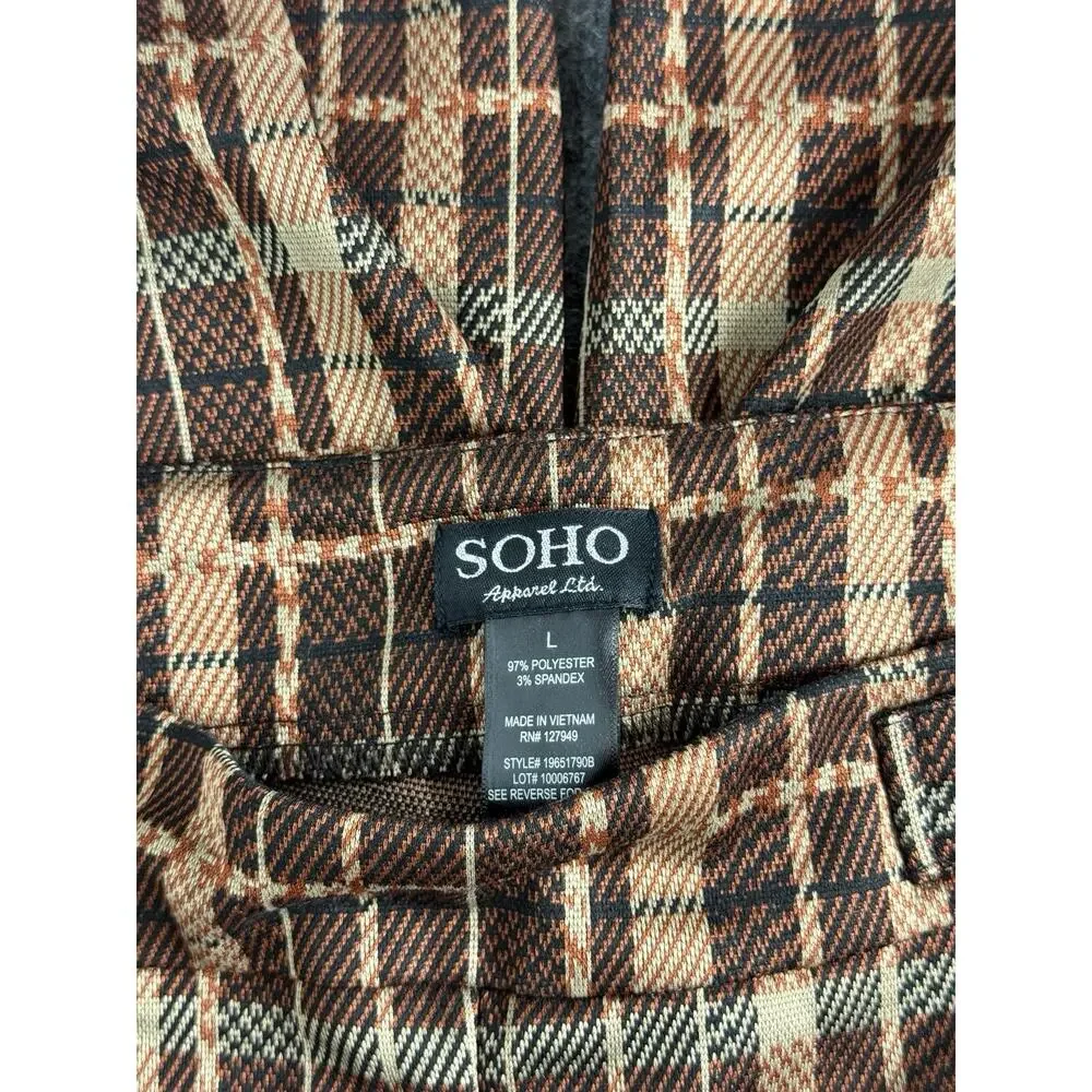 SoHo Apparel Ltd Pants Women Large Plaid Brown Career Dress Pants N34 - Picture 6 of 9